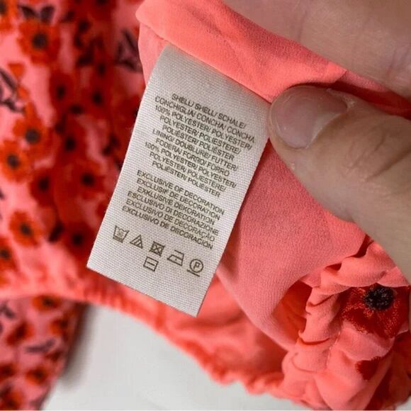 🌸FREE PEOPLE Coral Floral Embroidered boho Peasant blouse Top Med - Picture 6 of 9